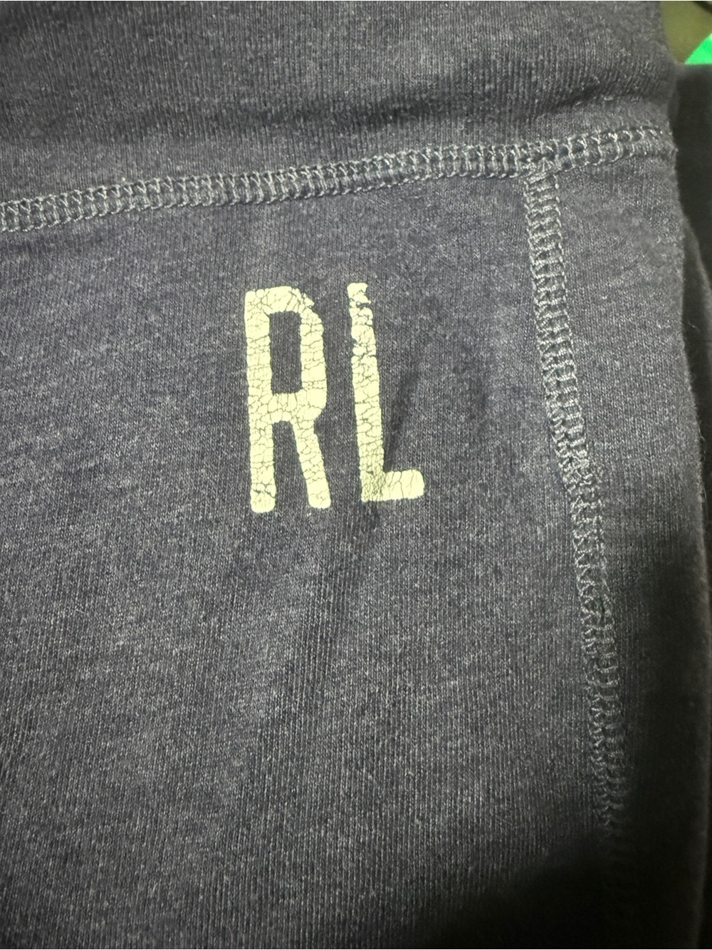 Ralph Lauren Mens Navy Distressed RL Logo Bottoms, size XL,